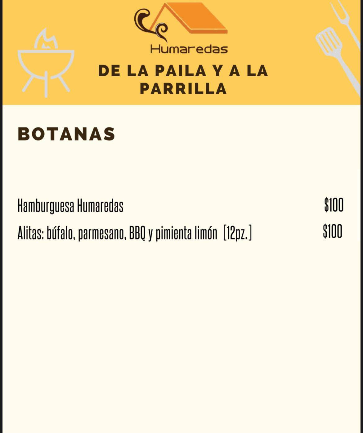 Restaurante Humaredas меню