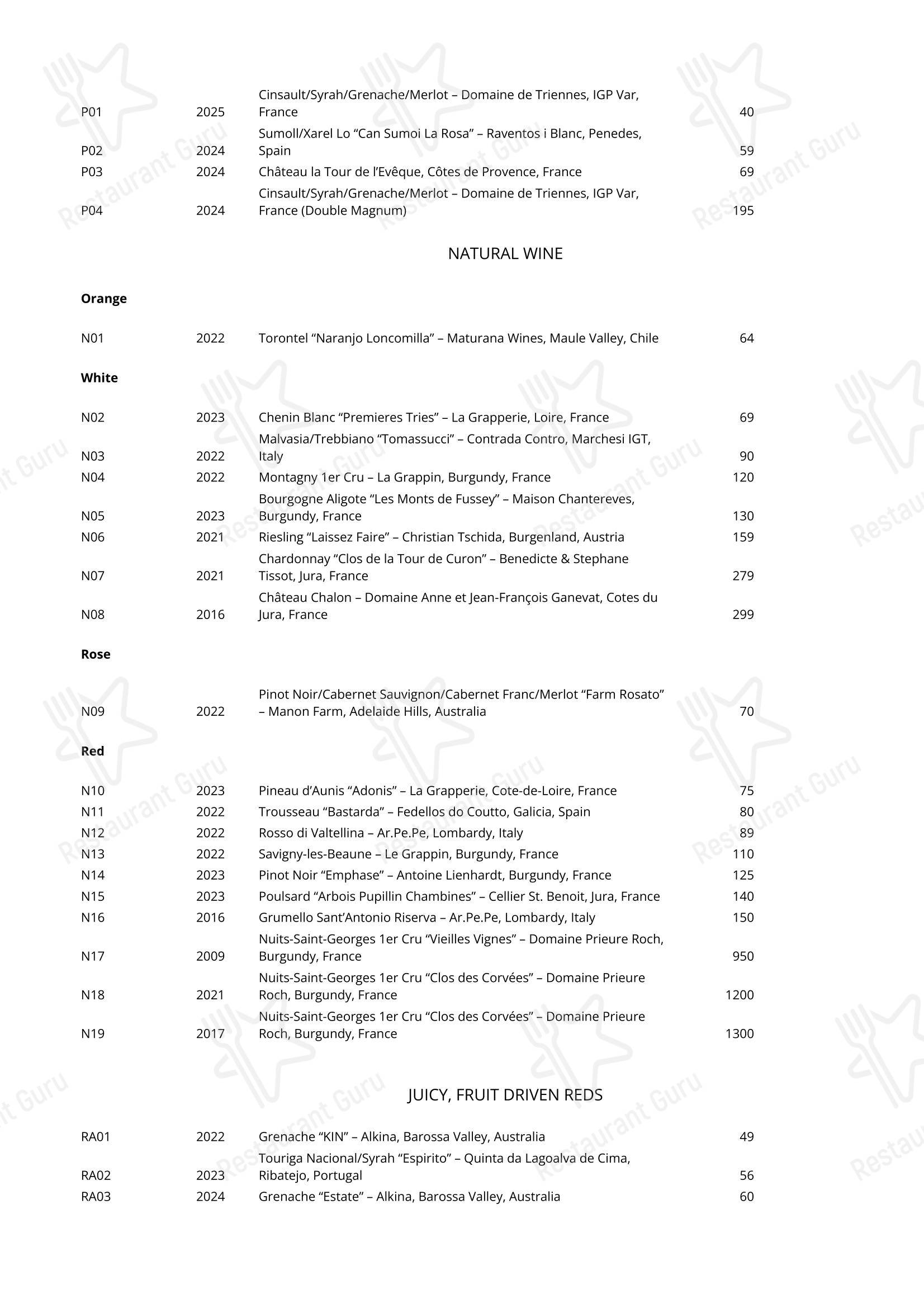 Меню ресторана Hunan - Dinner Menu