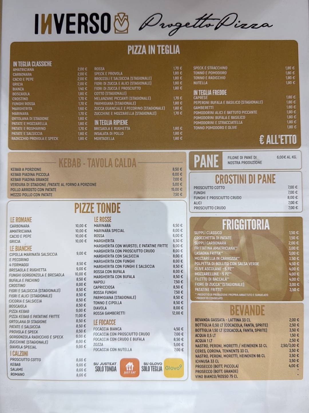 INVERSO - Progetto Pizza меню