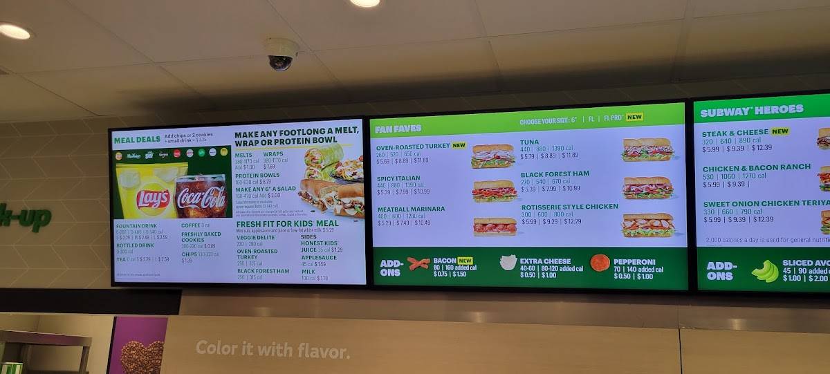 Subway меню
