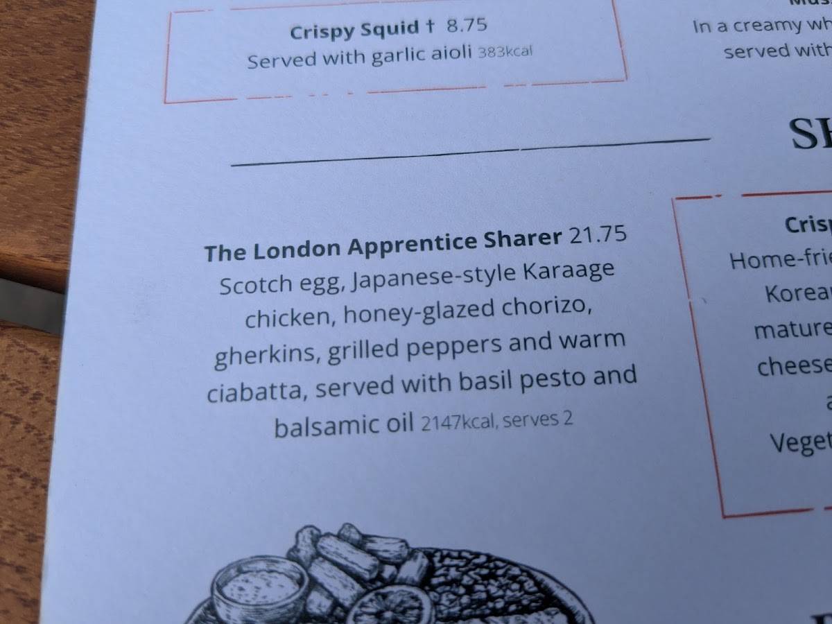 London Apprentice меню