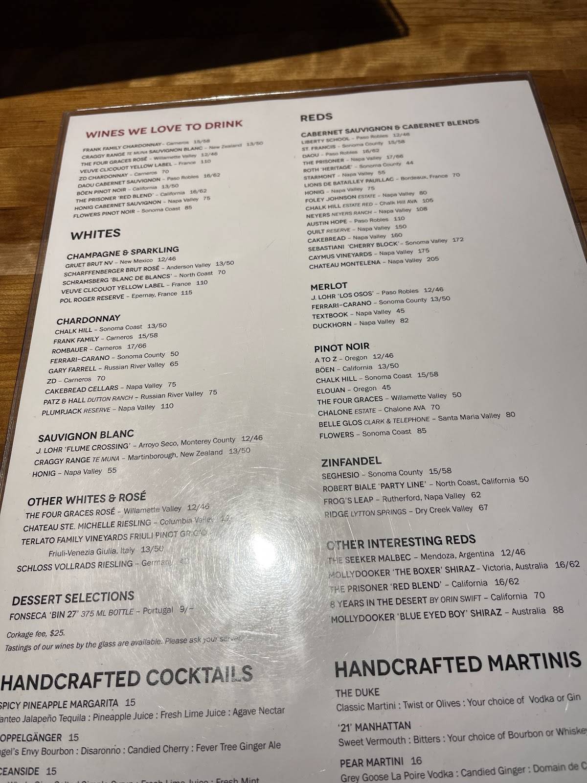 J. Alexander's Restaurant меню