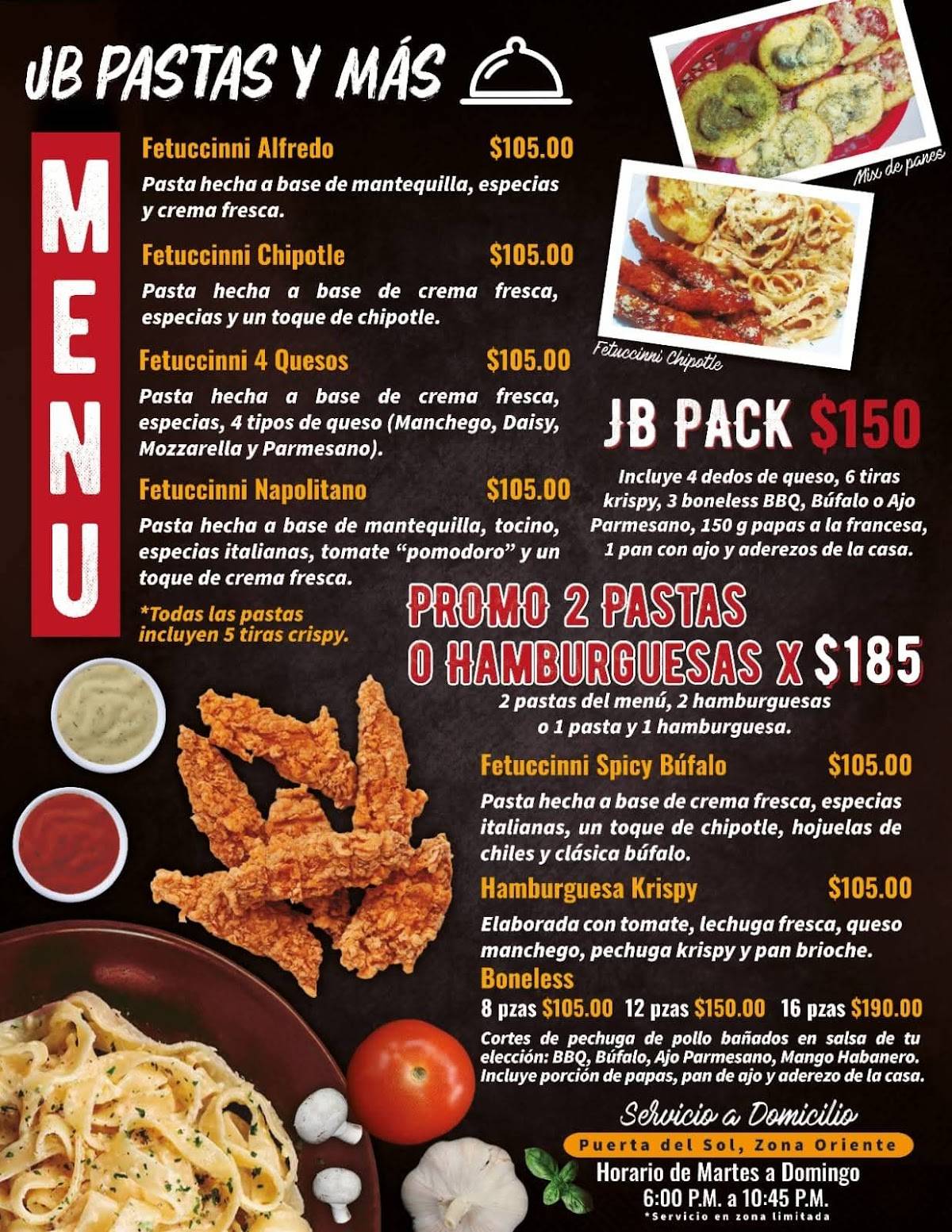 JB PASTAS Y MÁS меню