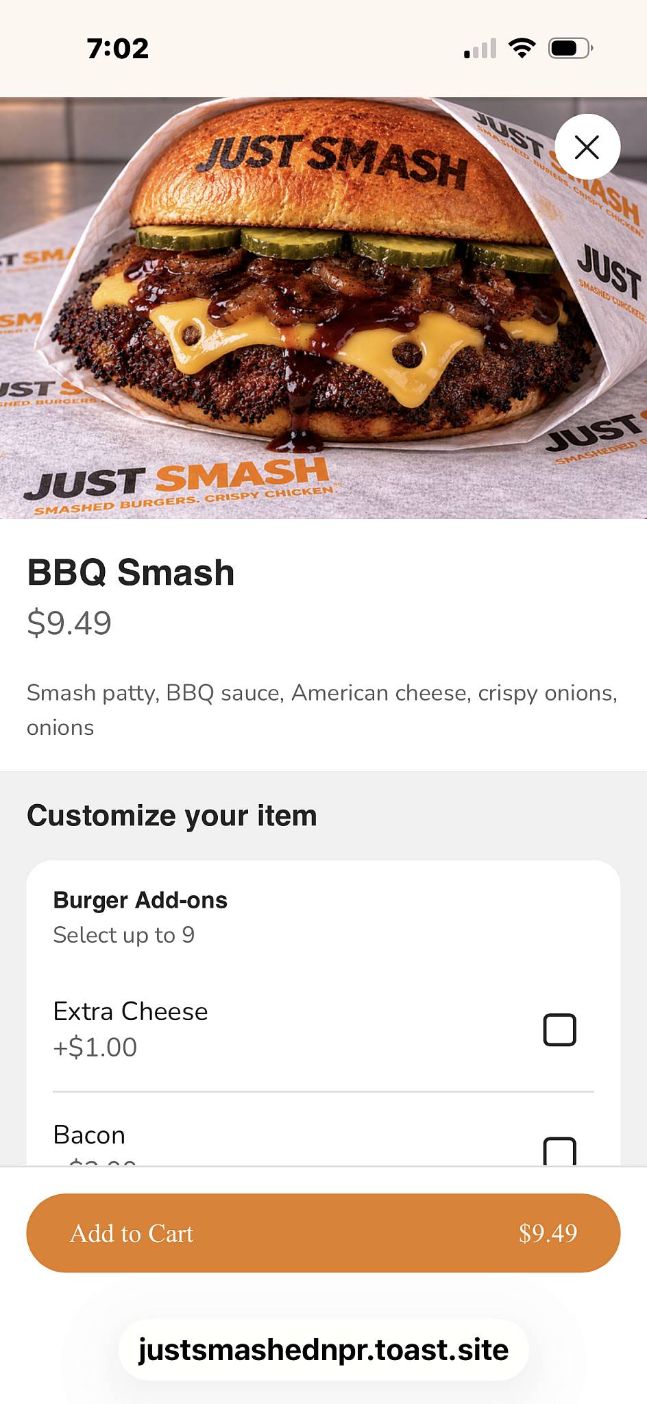 JUST SMASH меню