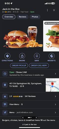Jack in the Box меню