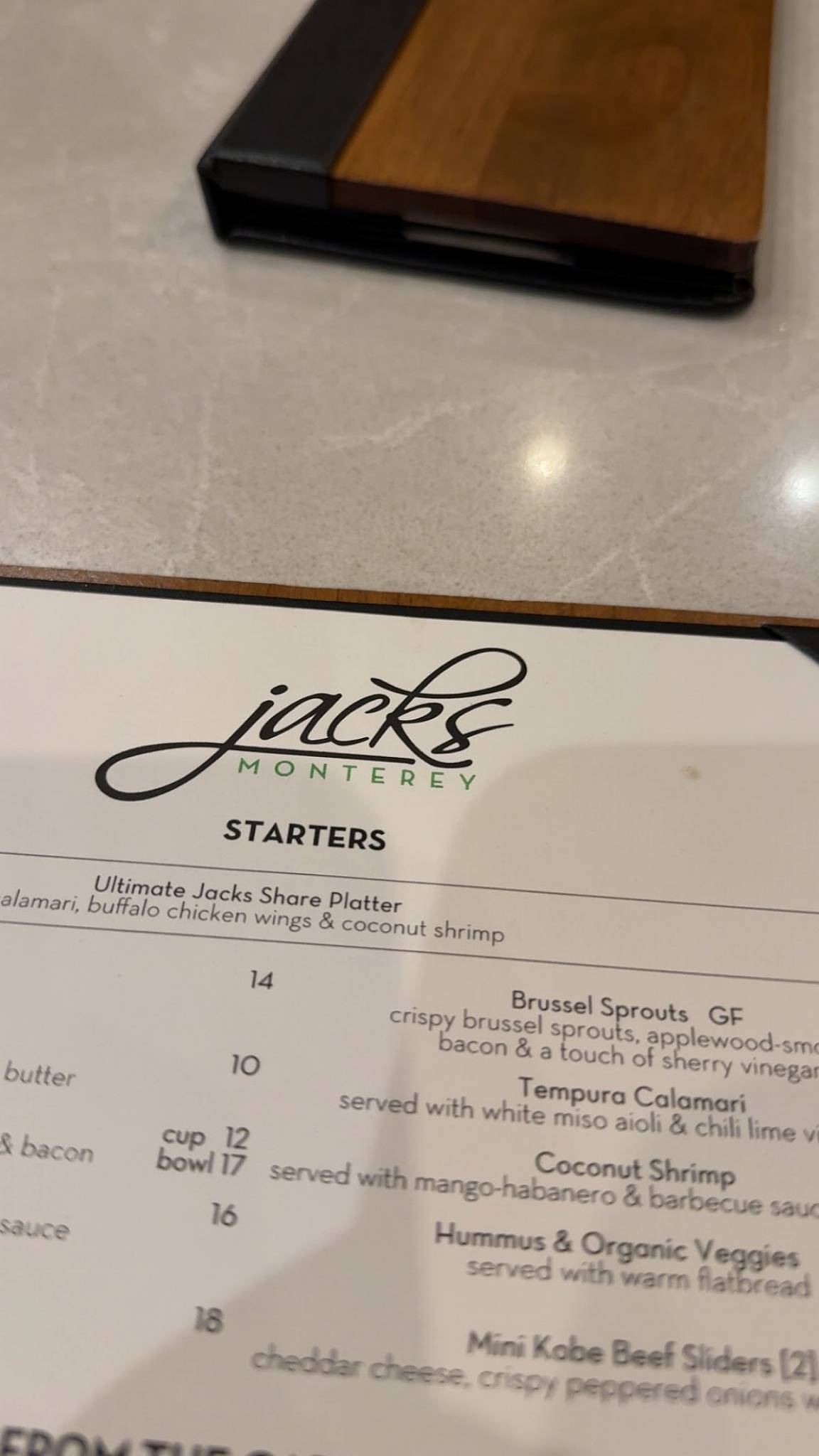 Jacks Monterey меню
