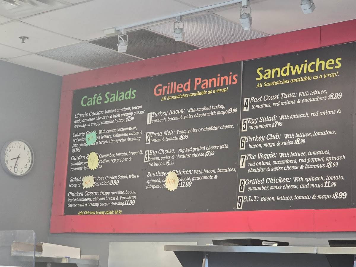 Java Joe's меню