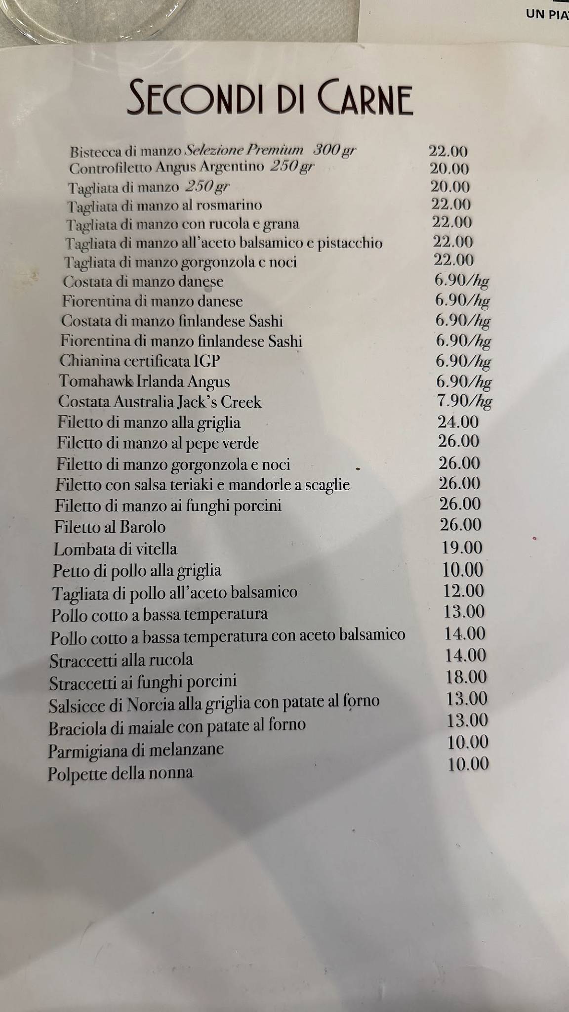 Joseph Ristorante меню
