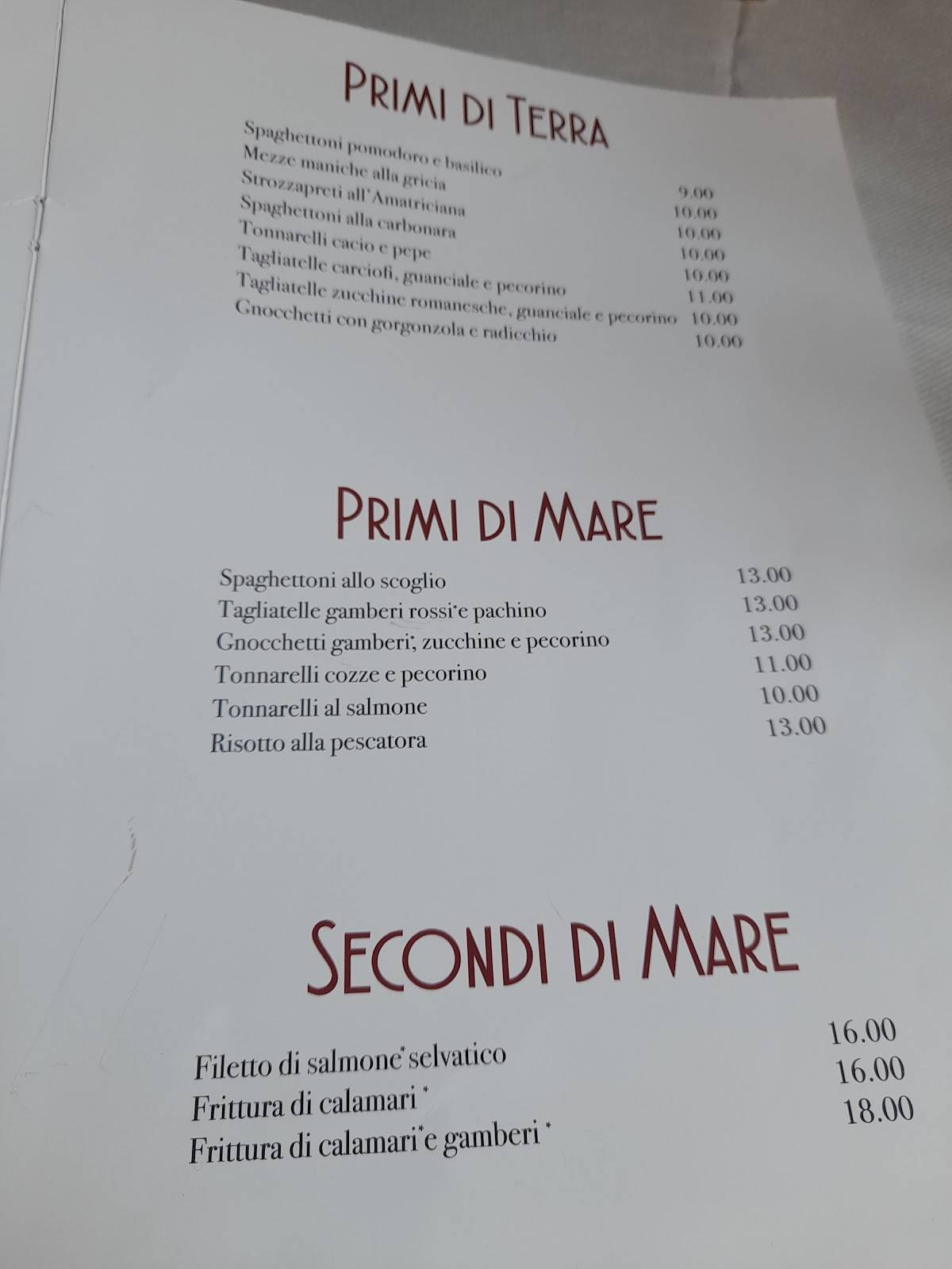 Joseph Ristorante меню