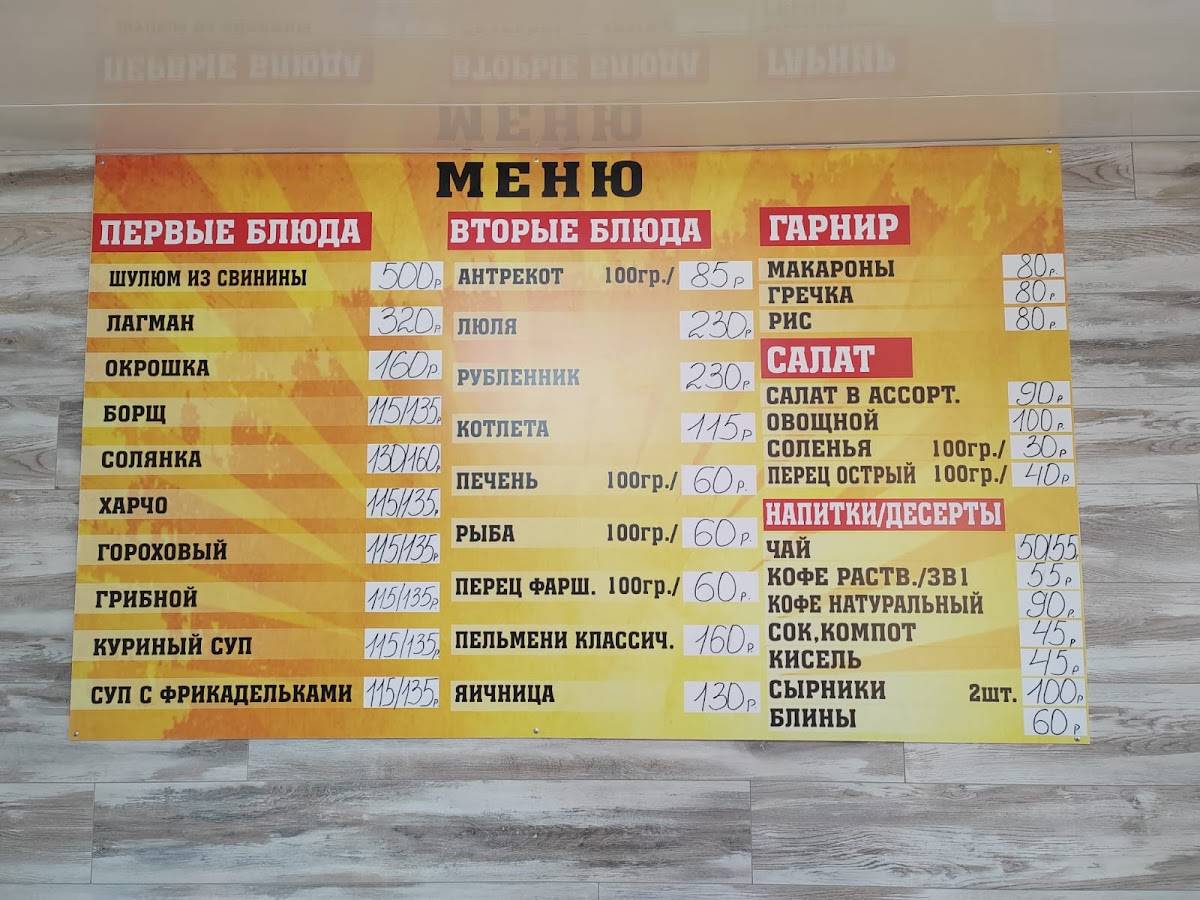 Обжорка меню