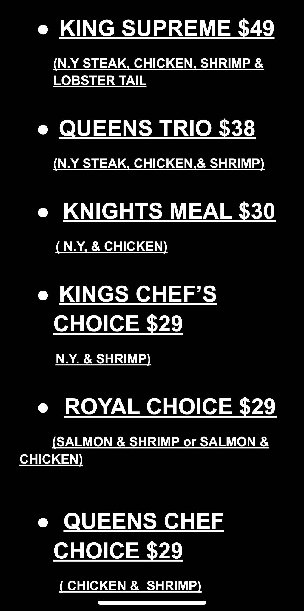 Kings Hibachi Fusion меню
