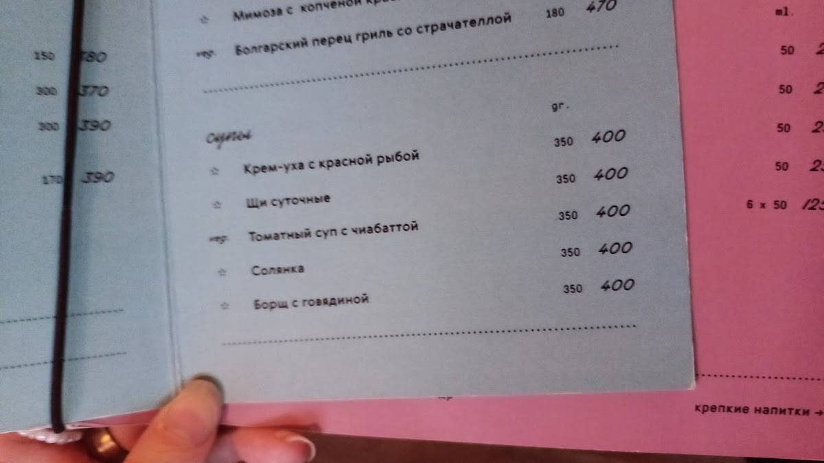 Косуля меню