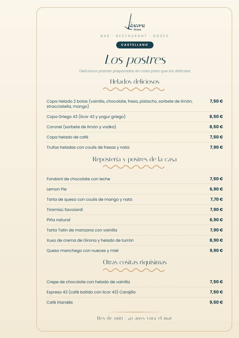 L'Àncora Bar Restaurant Musical меню