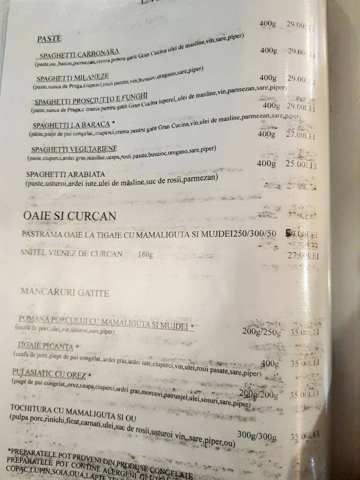 La Baraca меню
