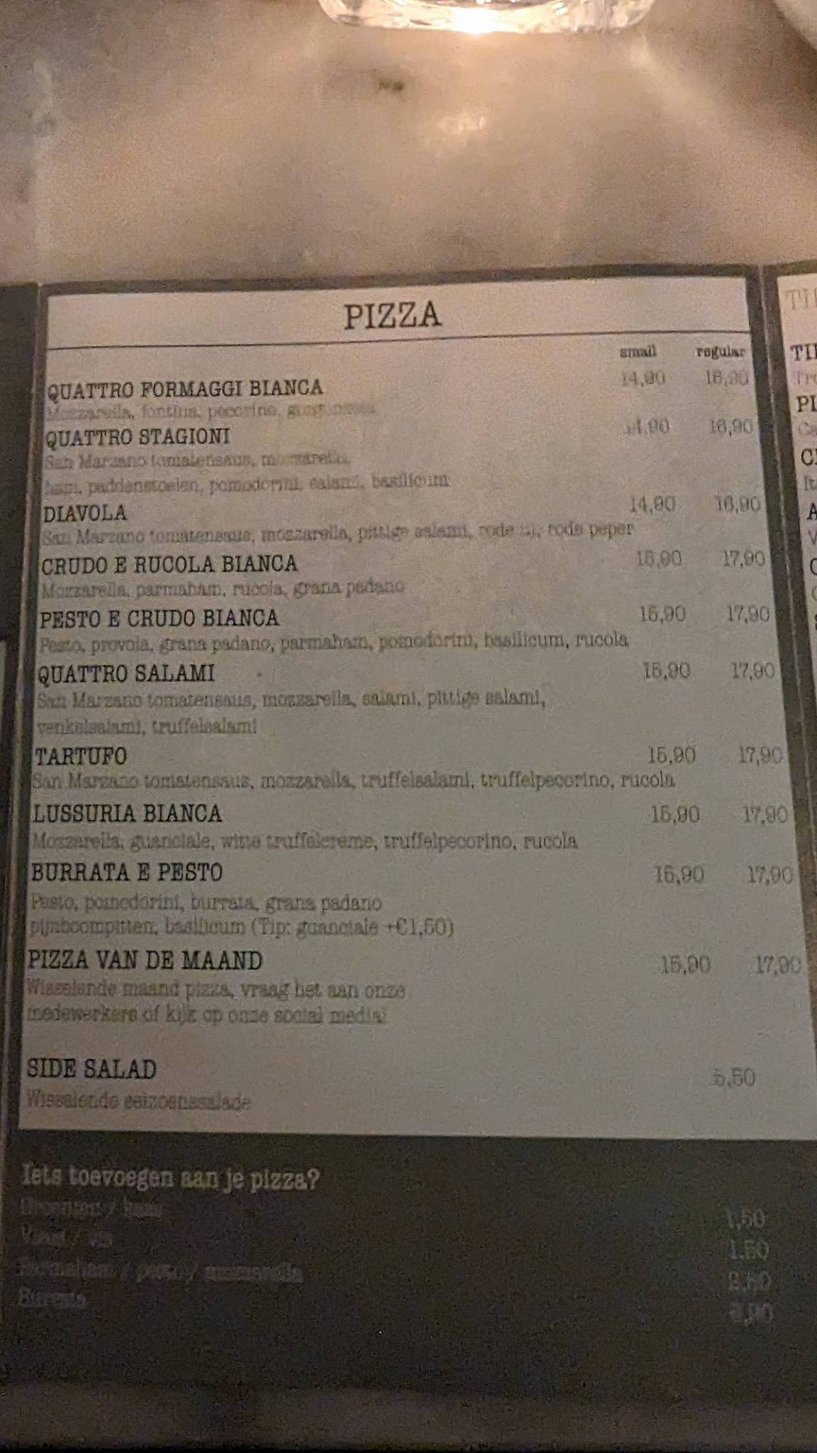 La Base Pizza меню