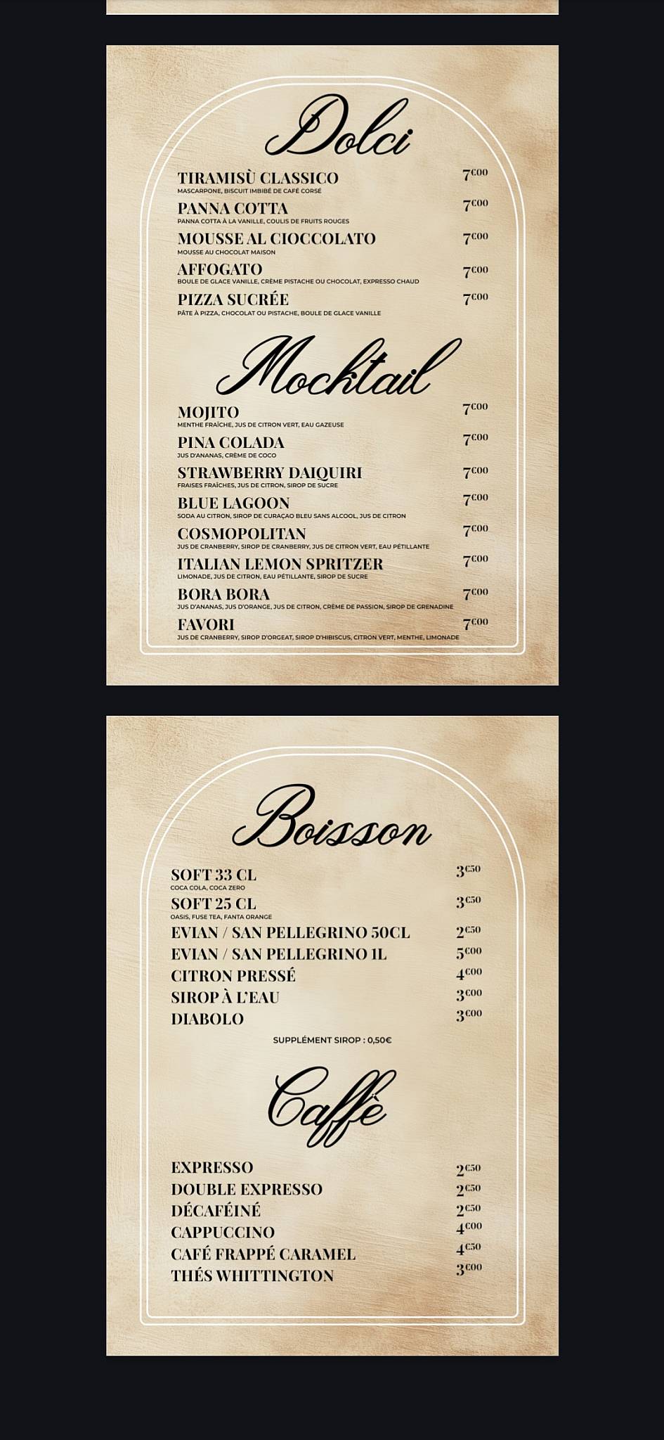 La Nonna Ristorante Roubaix меню