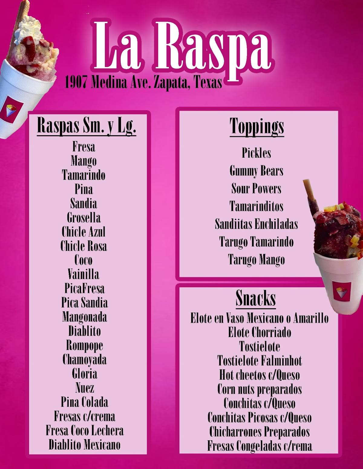 La Raspa меню