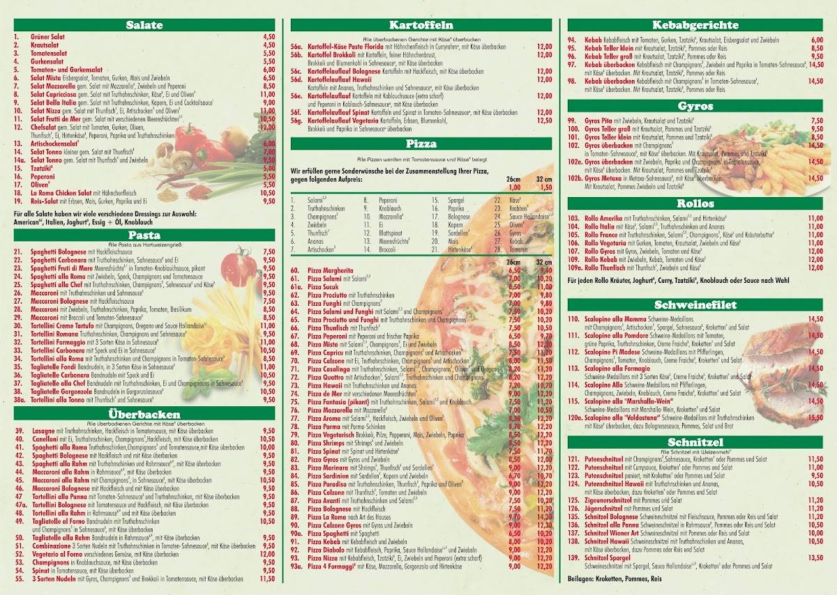 La Roma Pizzeria меню