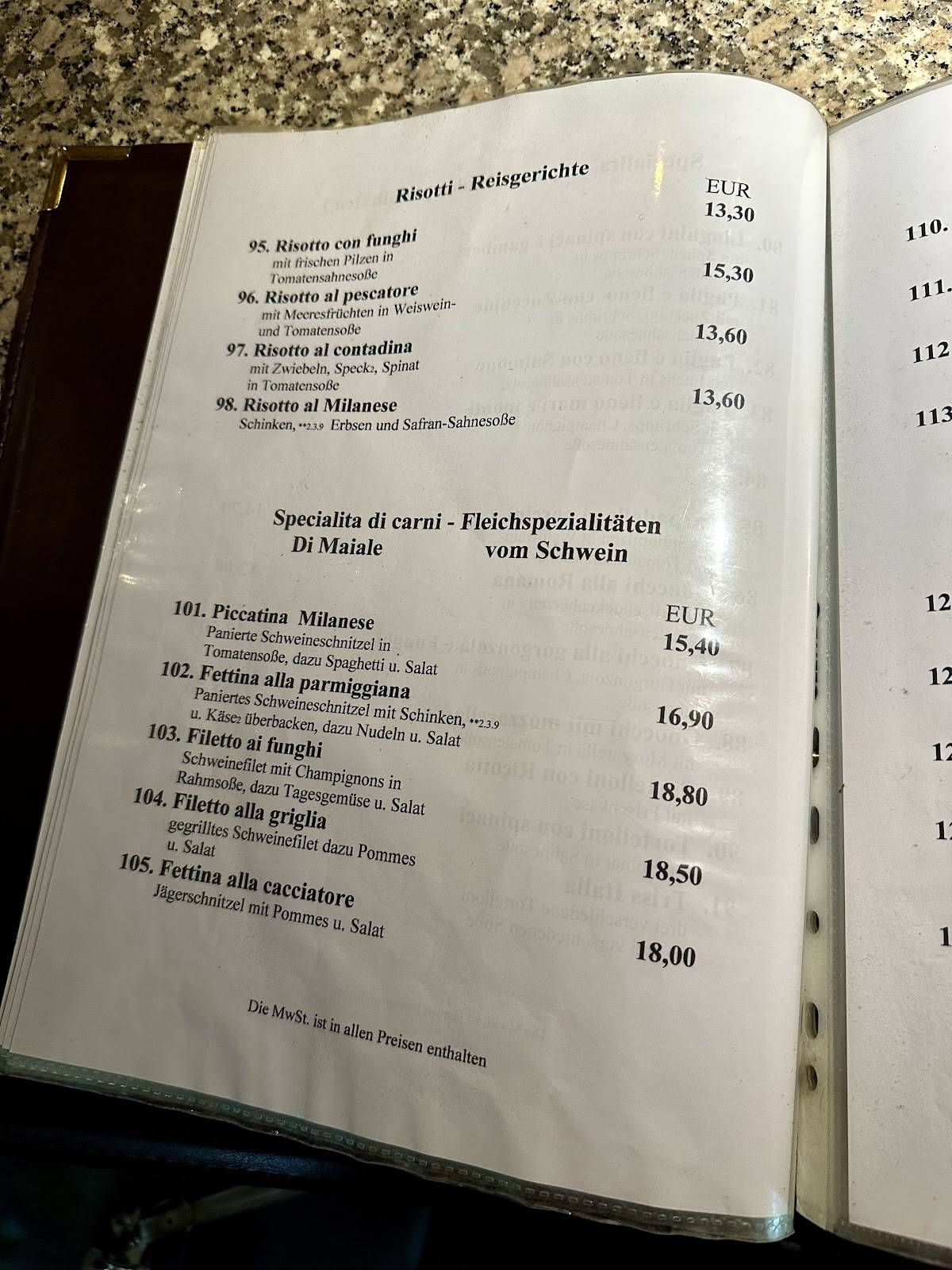 La Trattoria меню