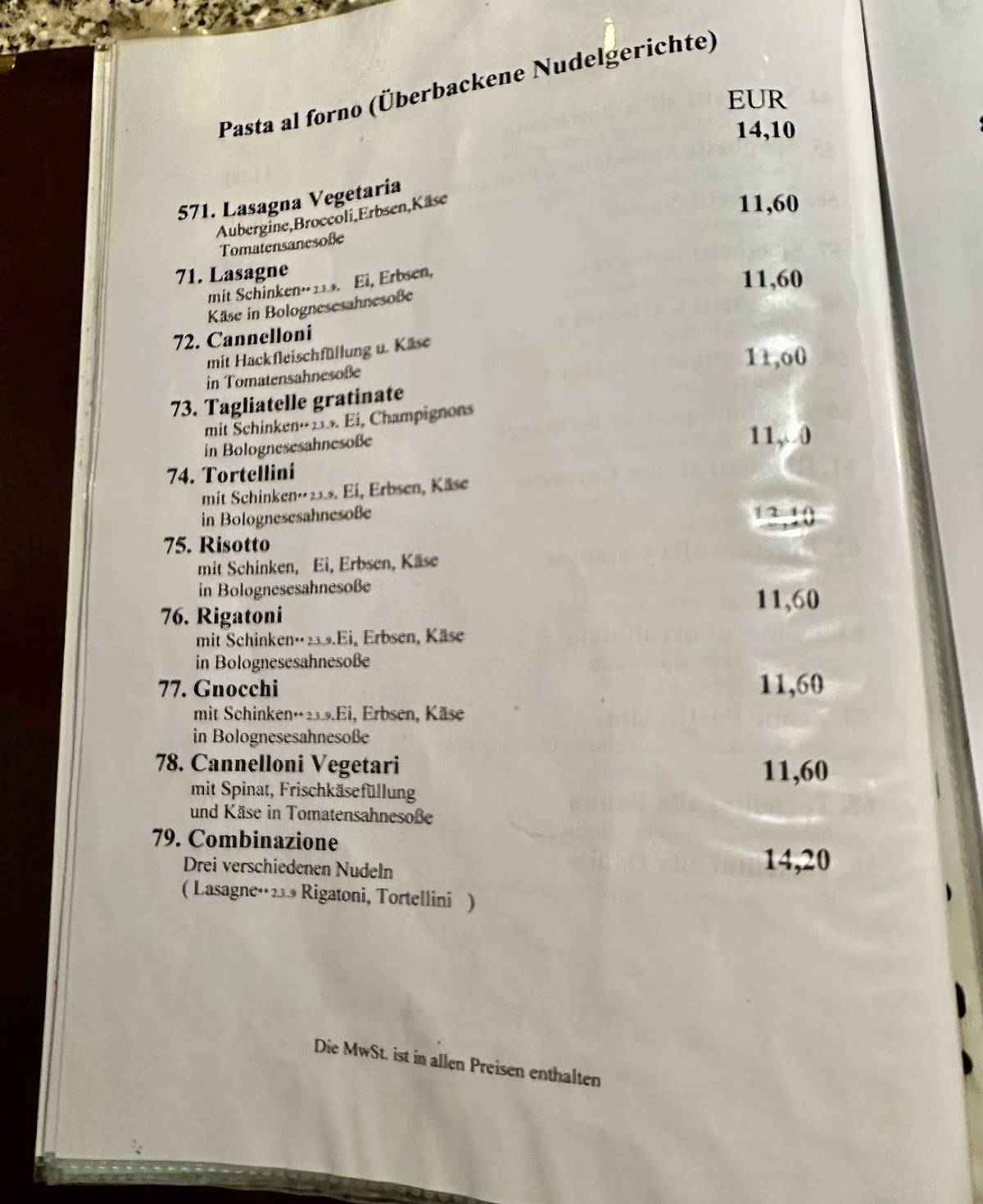 La Trattoria меню