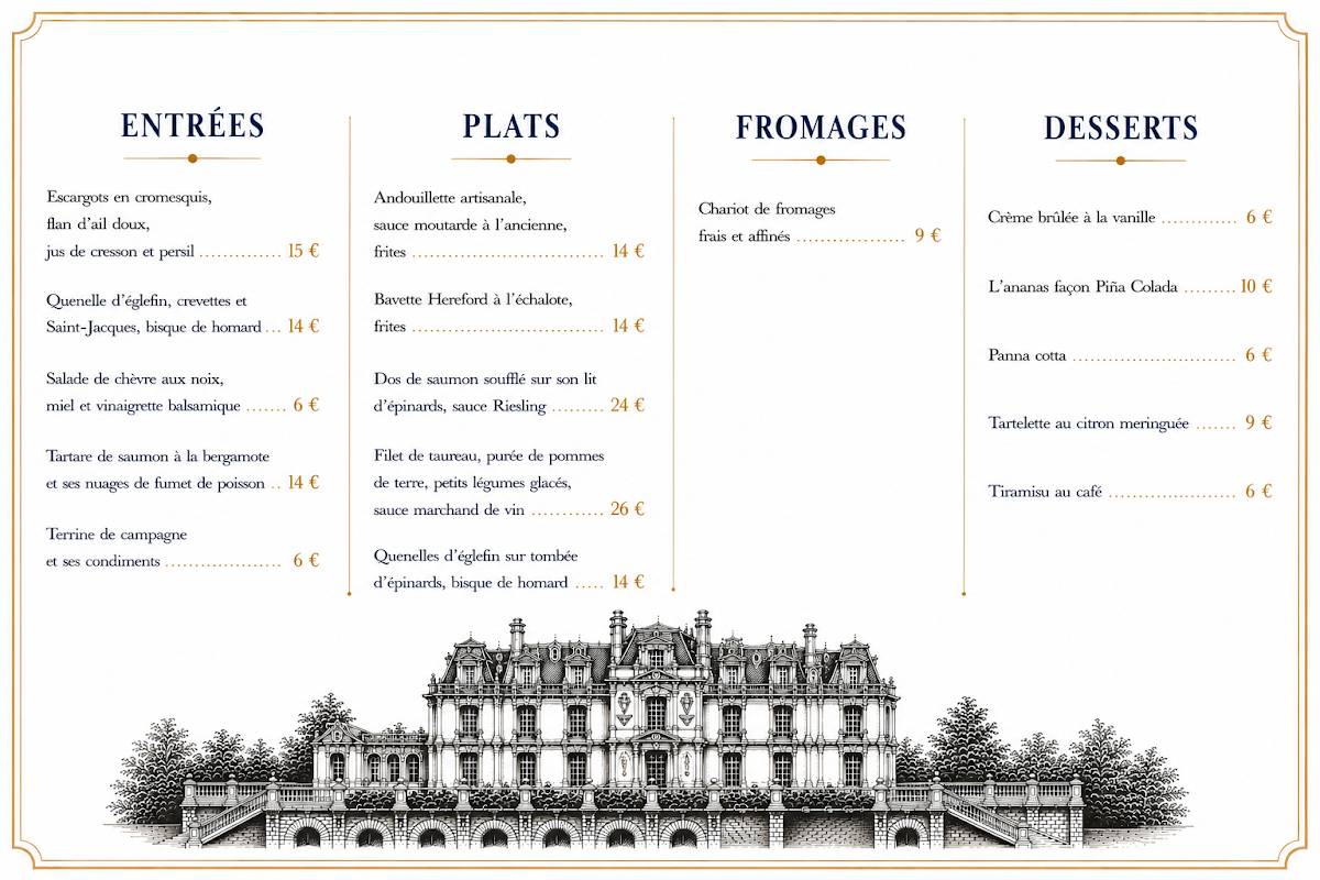La table d'Aurélien меню