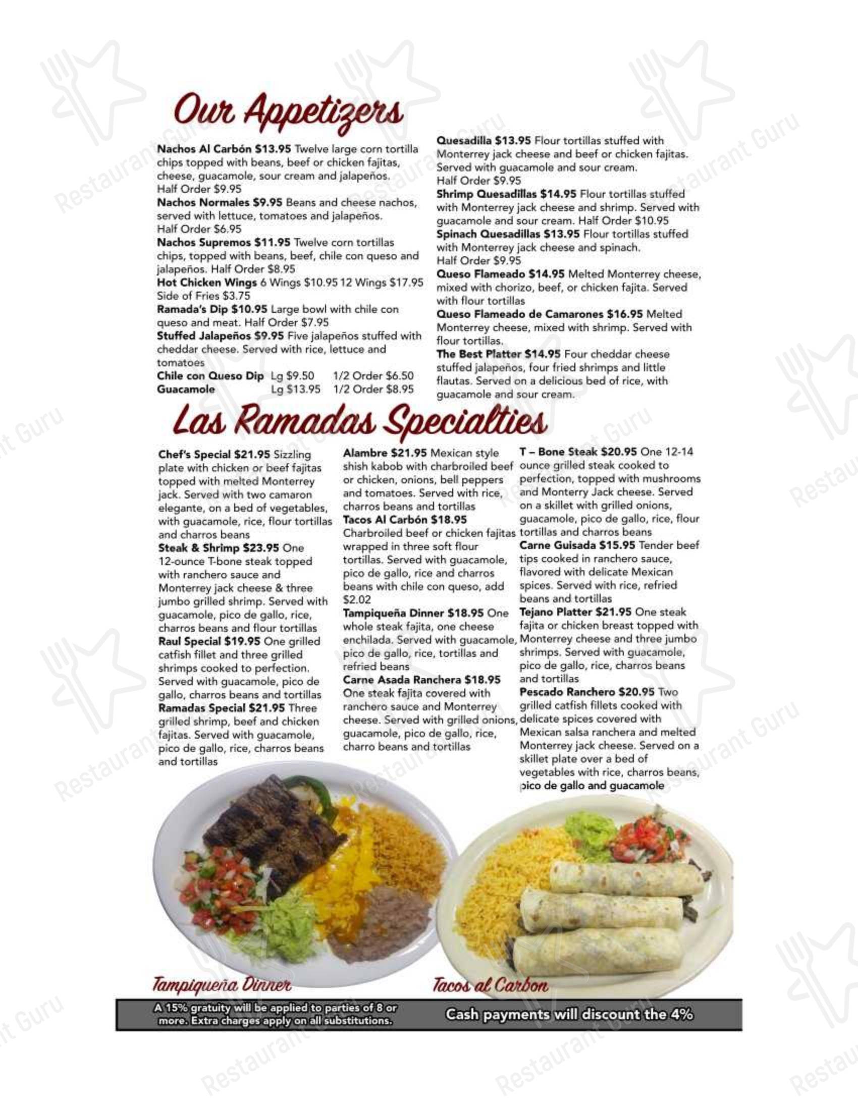 Меню напитков ресторана Las Ramadas Mexican Grill & Bar