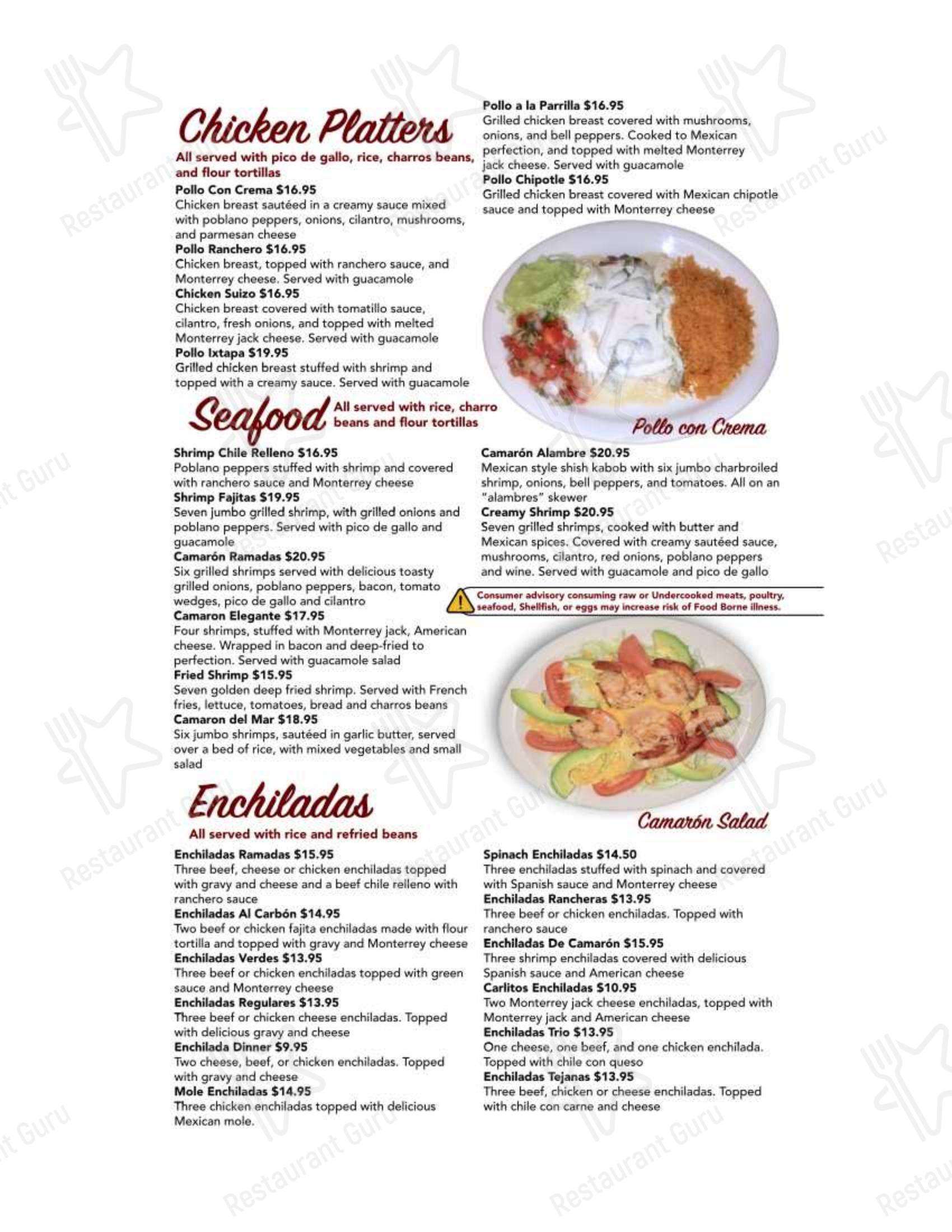 Меню напитков ресторана Las Ramadas Mexican Grill & Bar в Спринге
