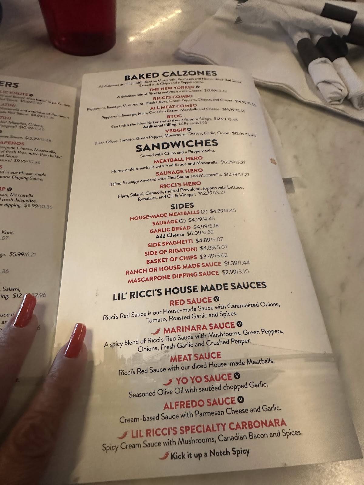 Lil' Ricci's NY Pizza & Pasta - Parker меню