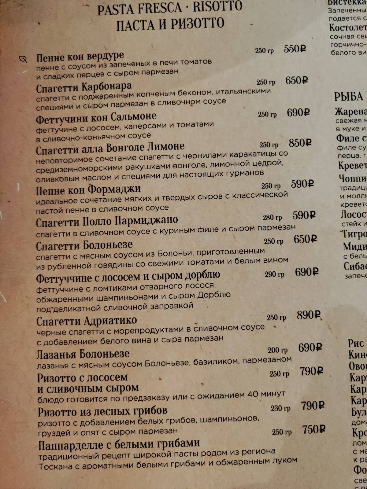 Лимончини меню