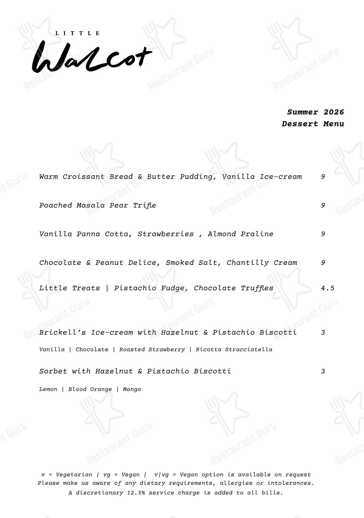 At Home Catering Menu ресторана Little Walcot в Фруме