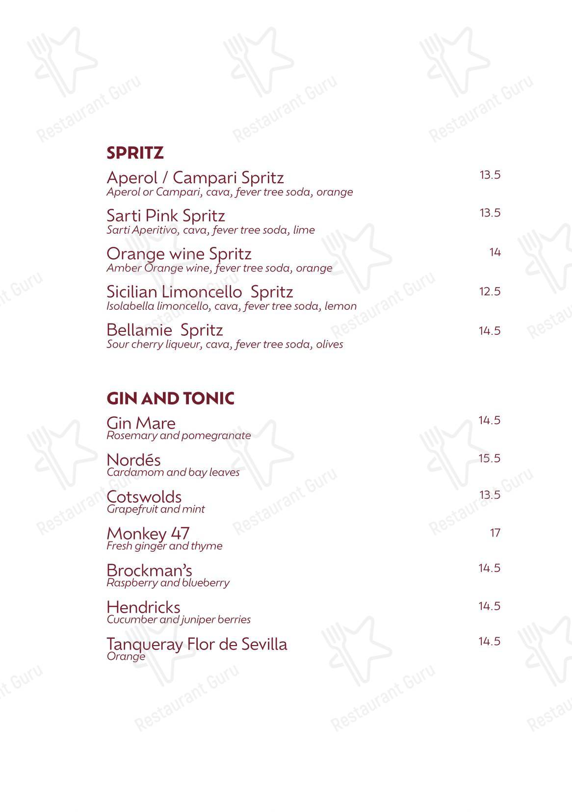 Bistro Menu ресторана Lolo by José Pizarro