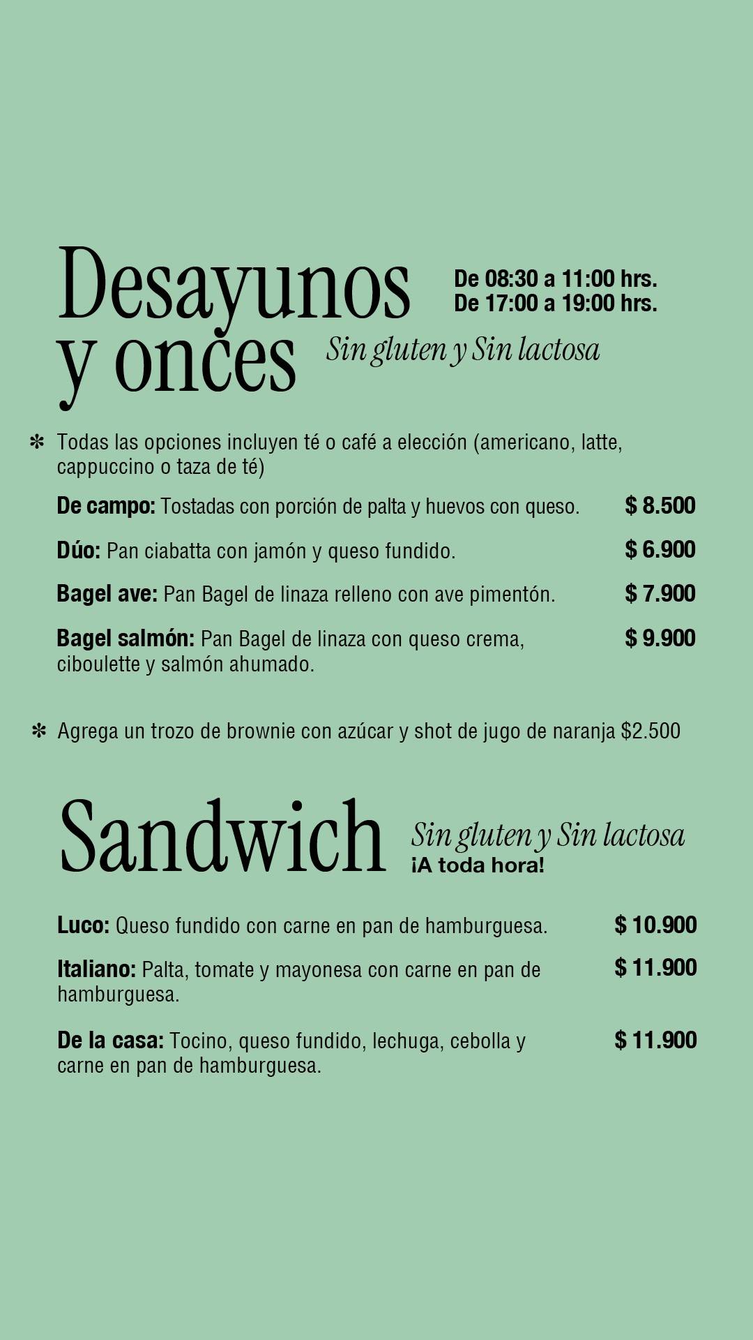 Low & Free (Cafetería) меню