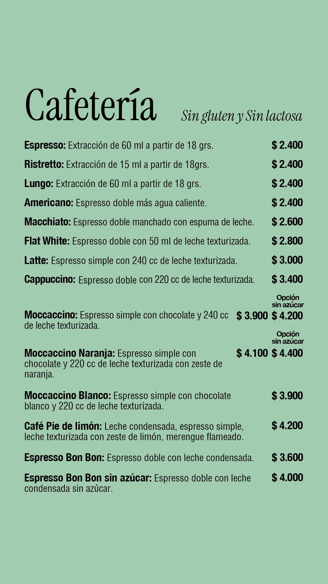 Low & Free (Cafetería) меню