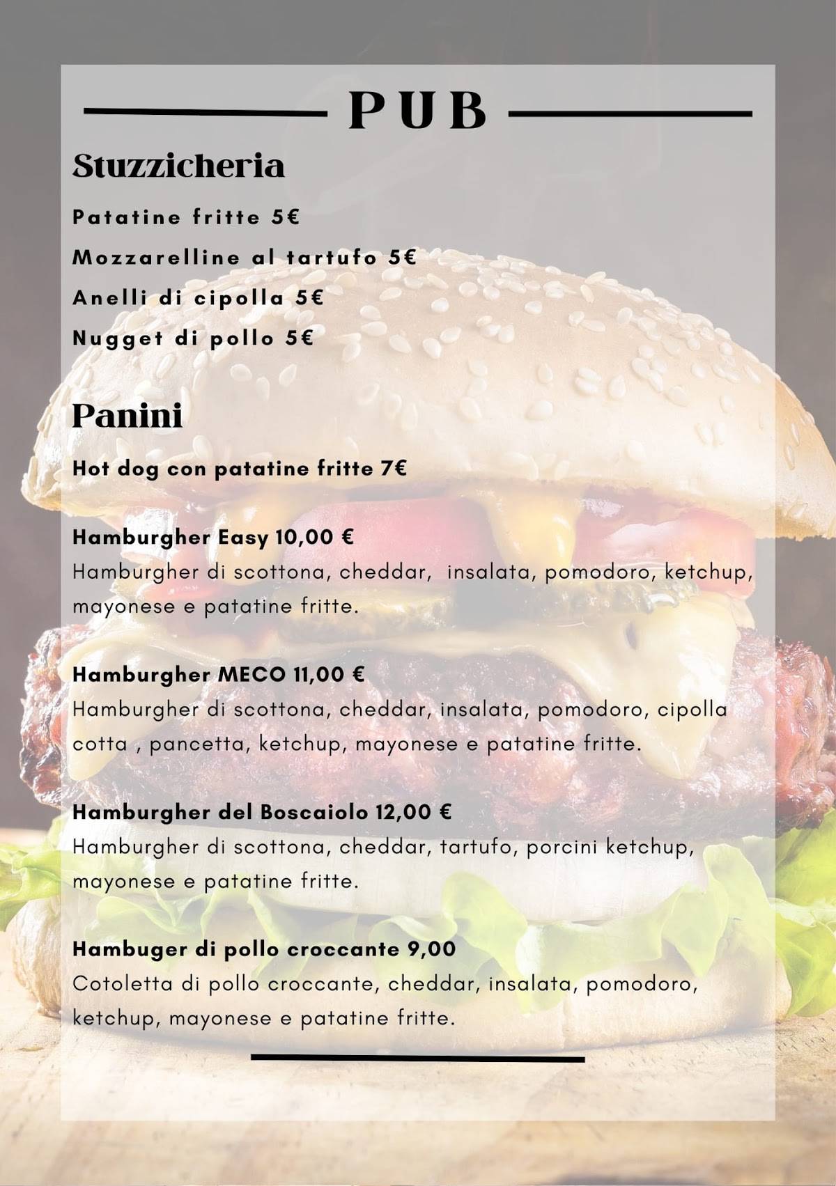 MECO Ristorante Pizzeria Bar меню