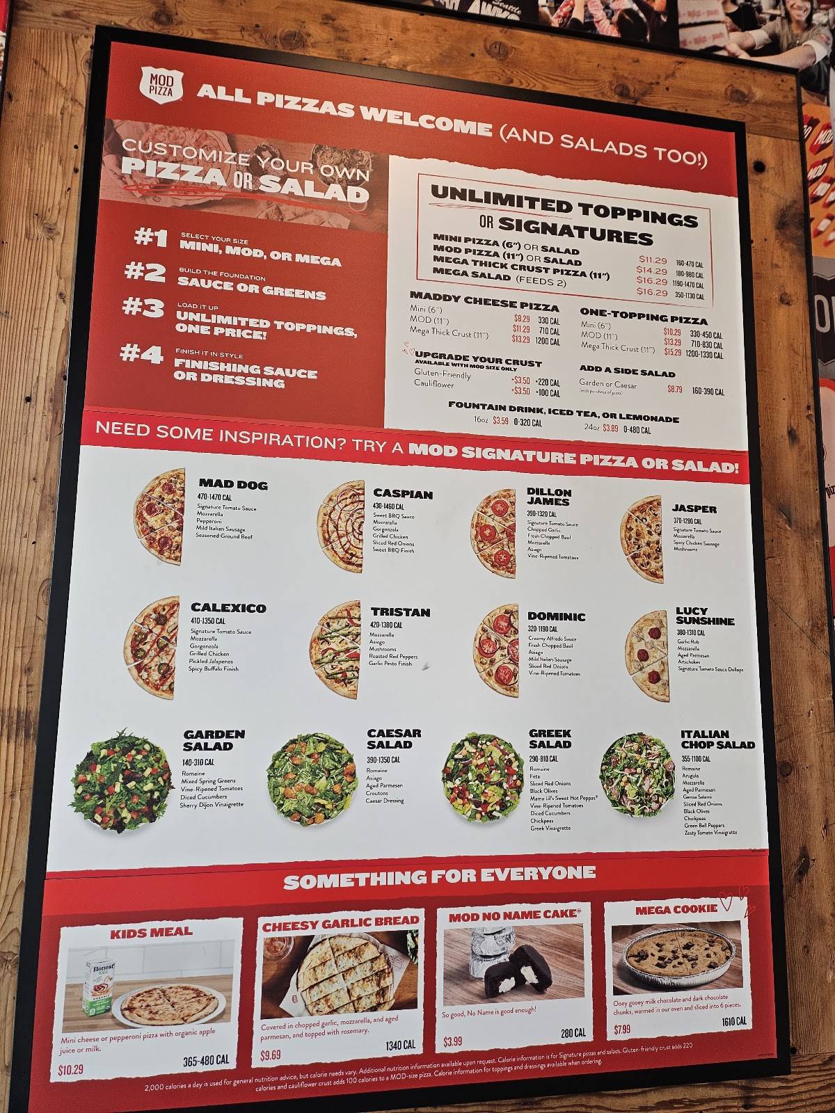 MOD Pizza меню