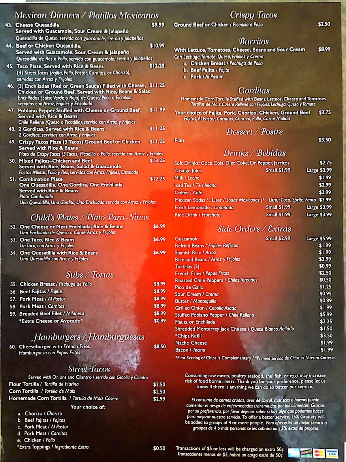 Magdaleno's Restaurant меню