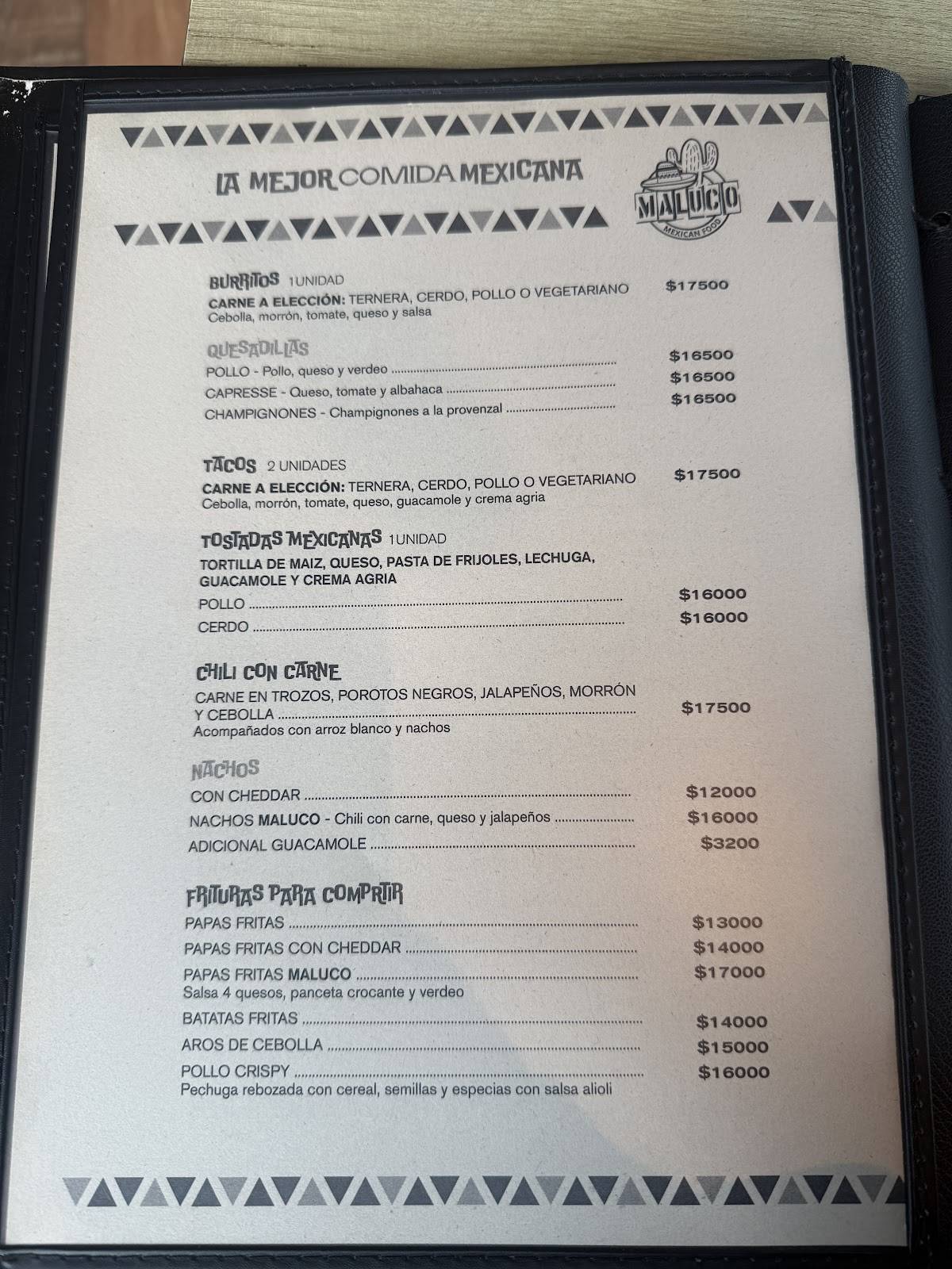 Maluco Tex-Mex меню