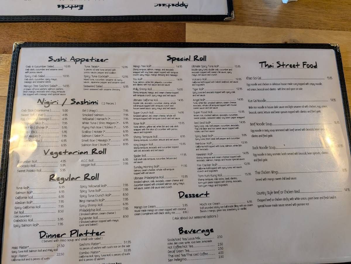 Mango Tree Thai & Sushi меню