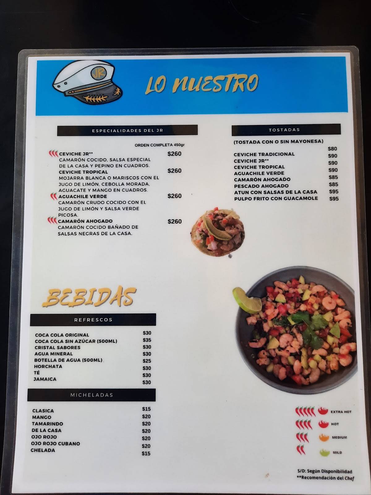 Mariscos Capitán JR меню