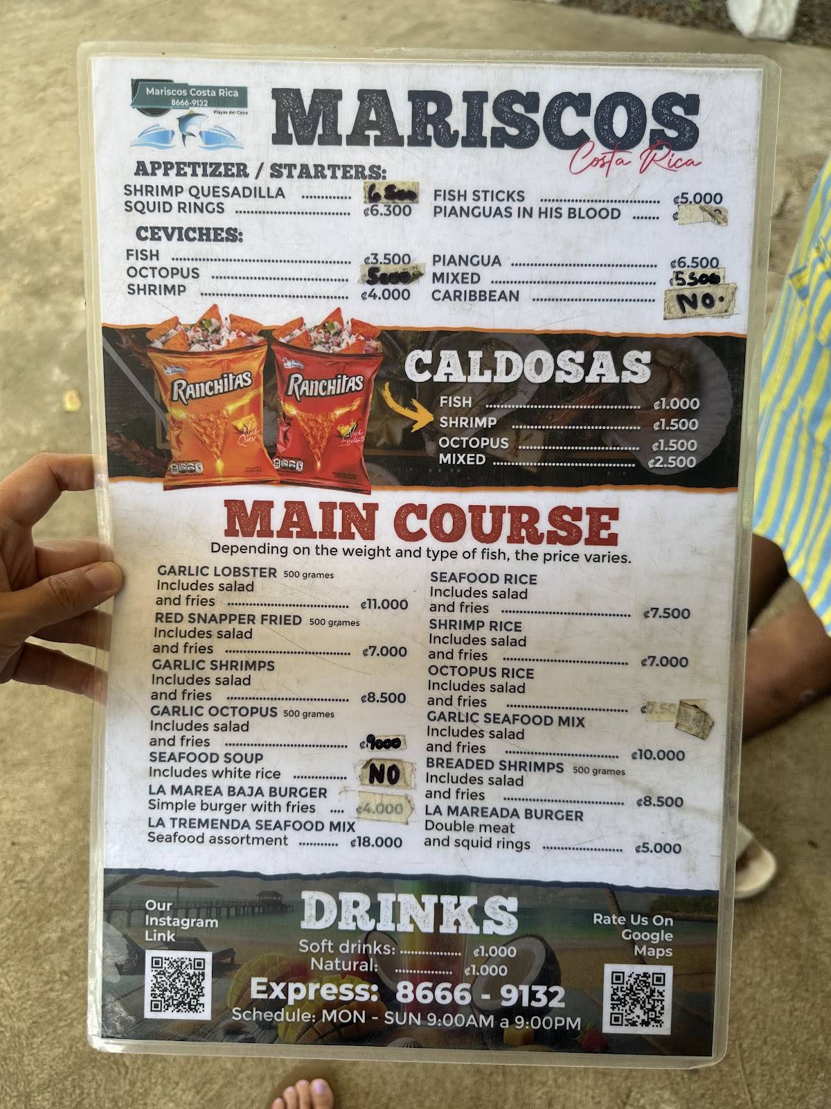 Mariscos Costa Rica меню