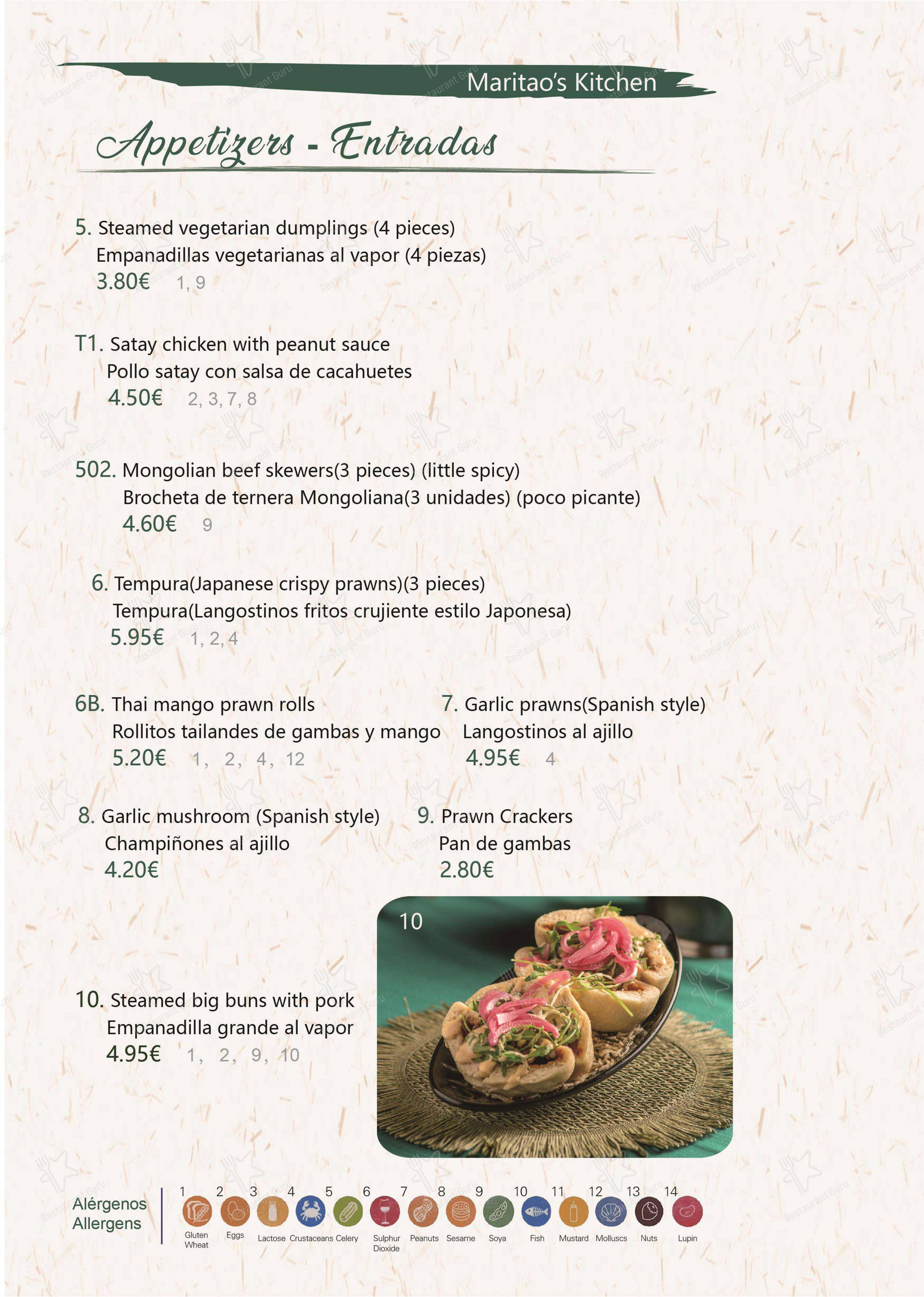 Меню ресторана Maritaos Kitchen - Rojales - Меню
