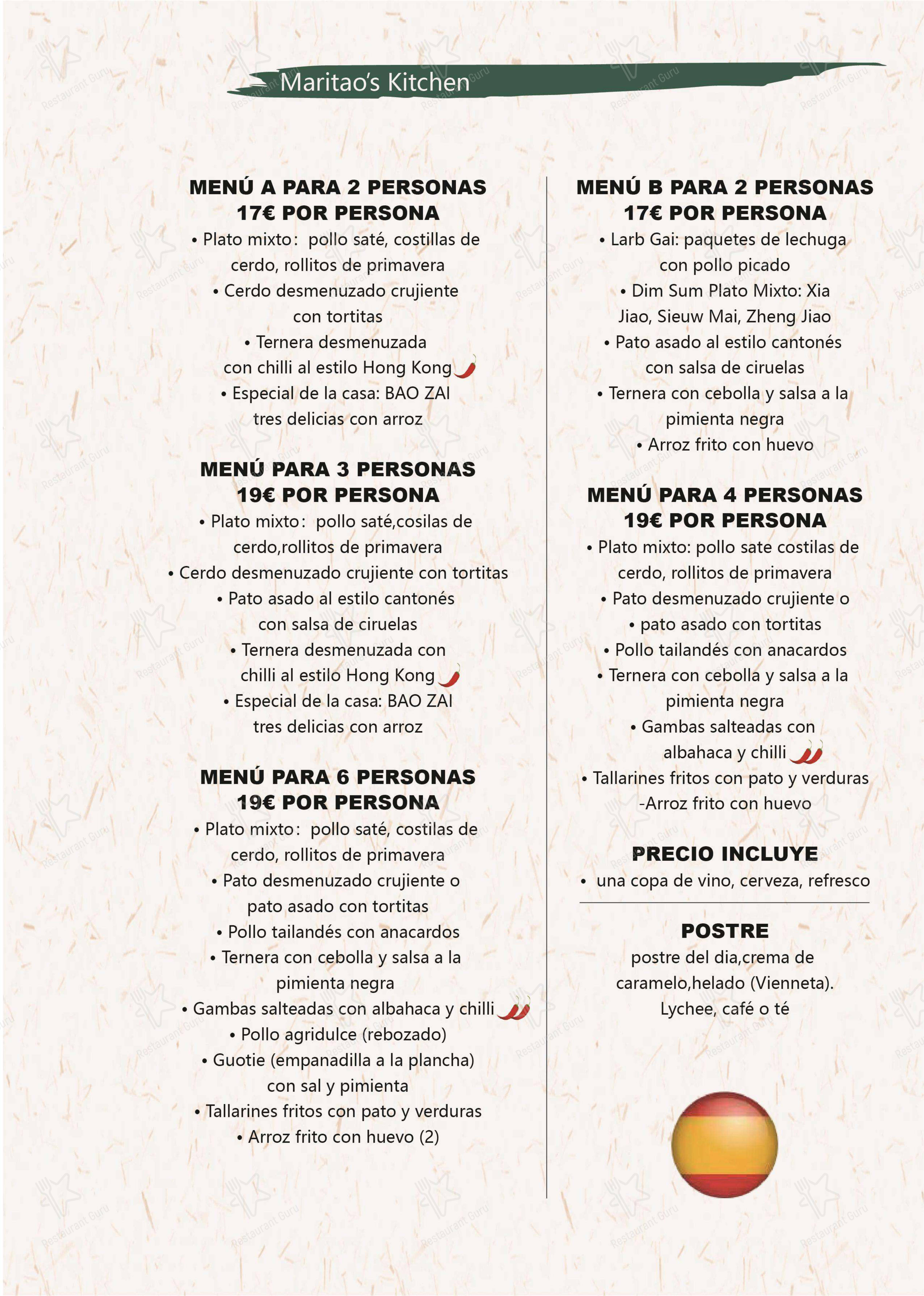 Maritaos Kitchen - Rojales в Рохалесе - Меню