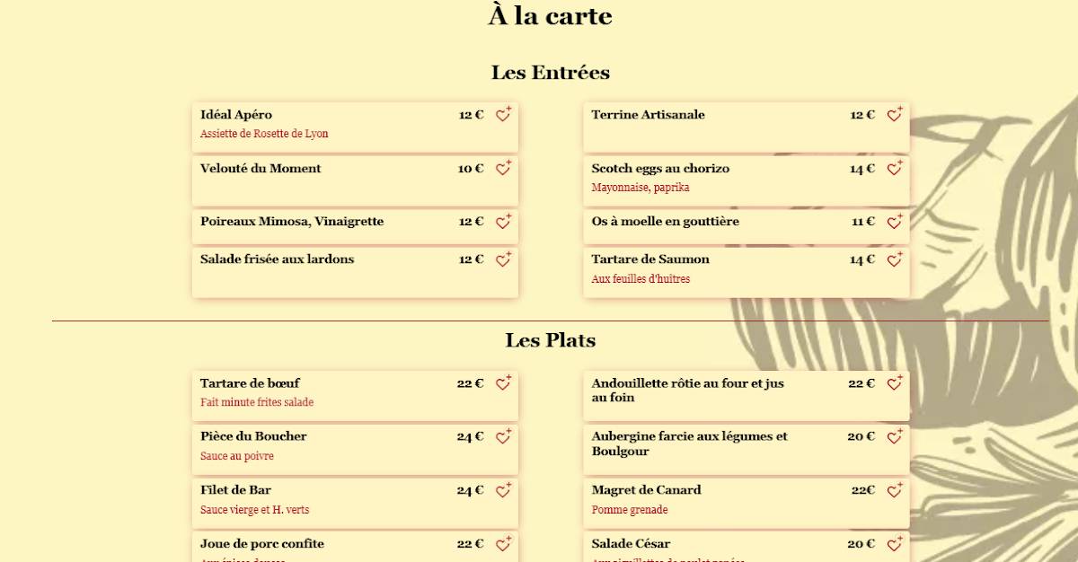 Mathusalem (Le) меню