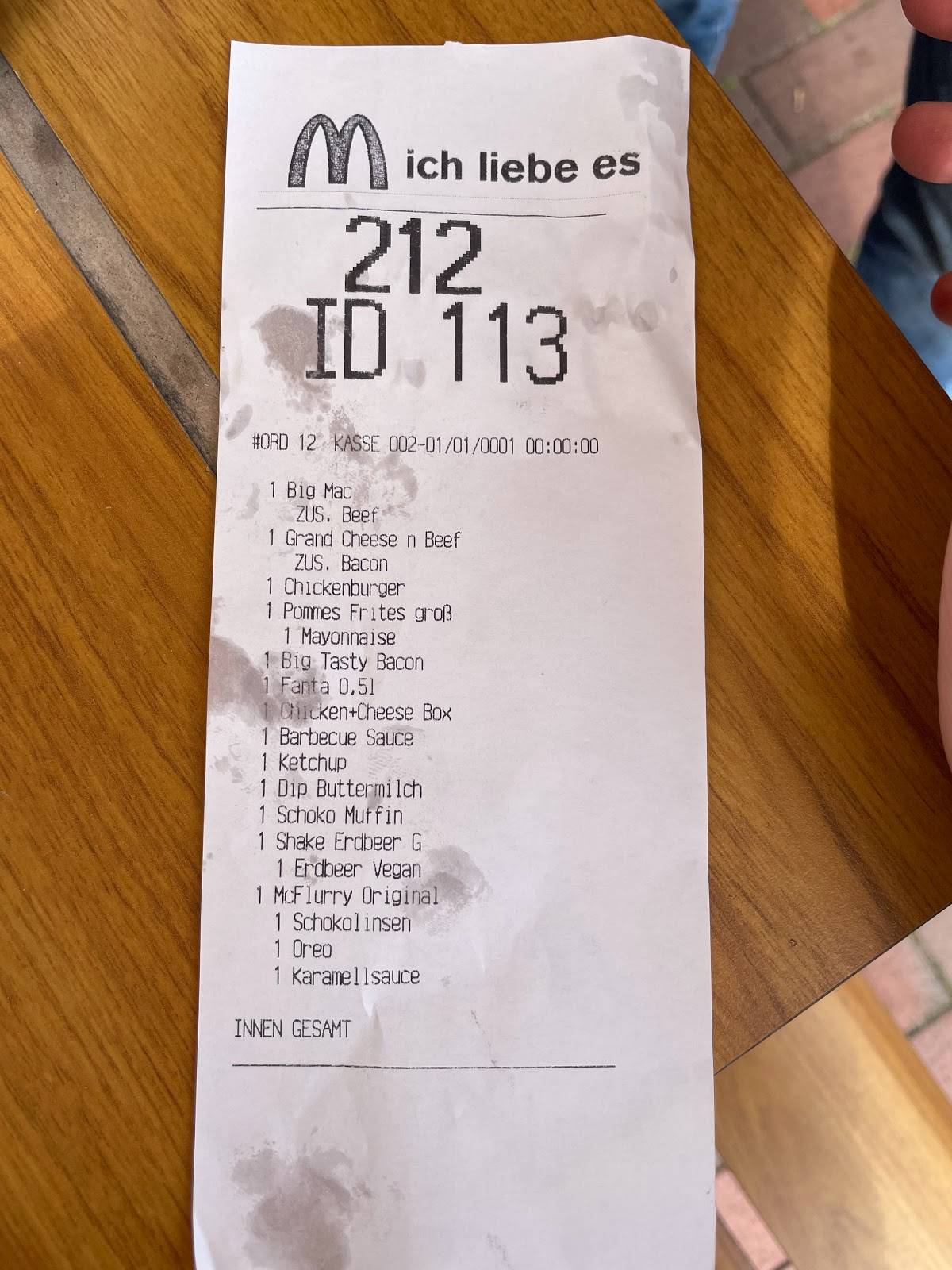 McDonald's меню