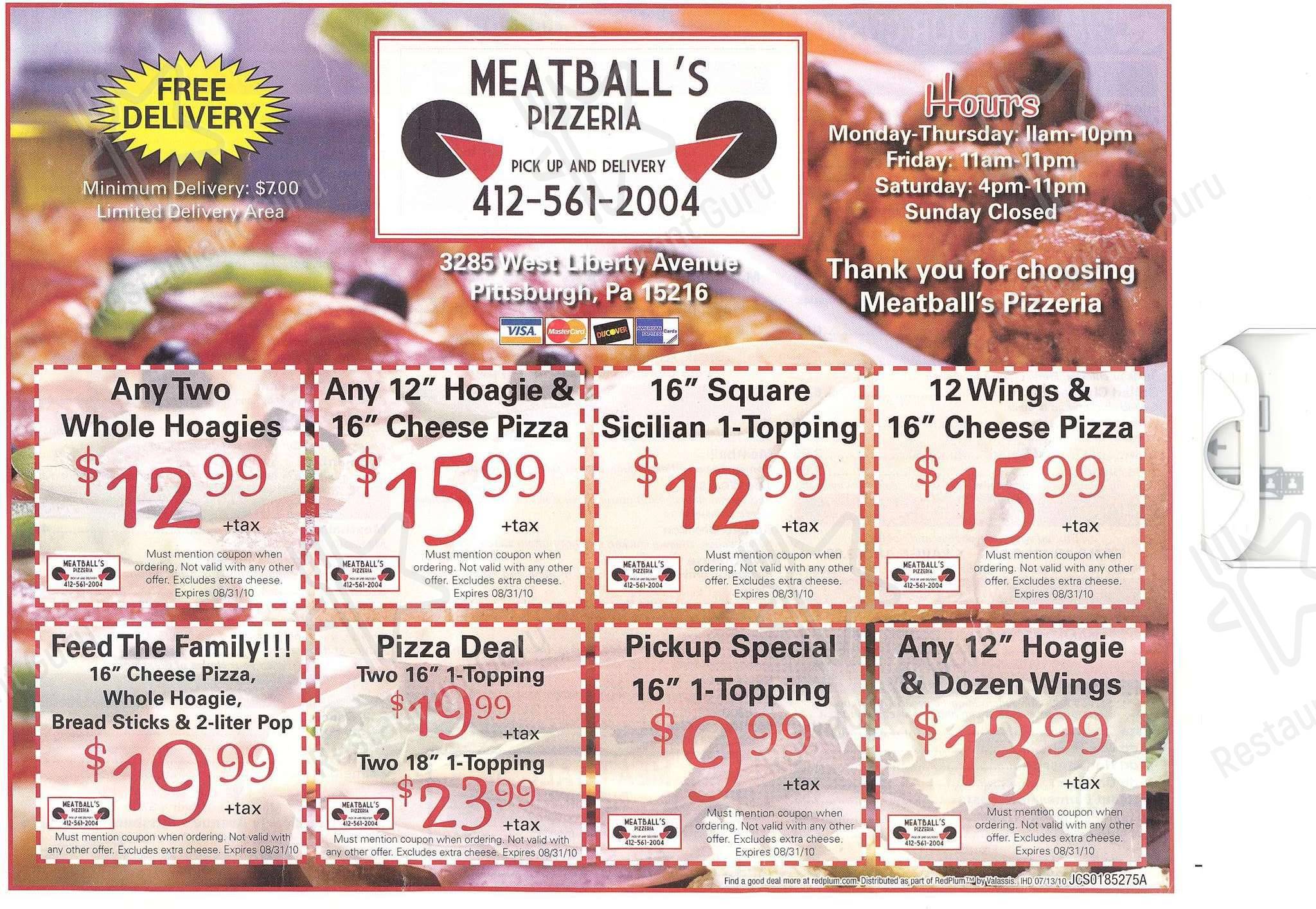 Meatball's Pizzeria меню