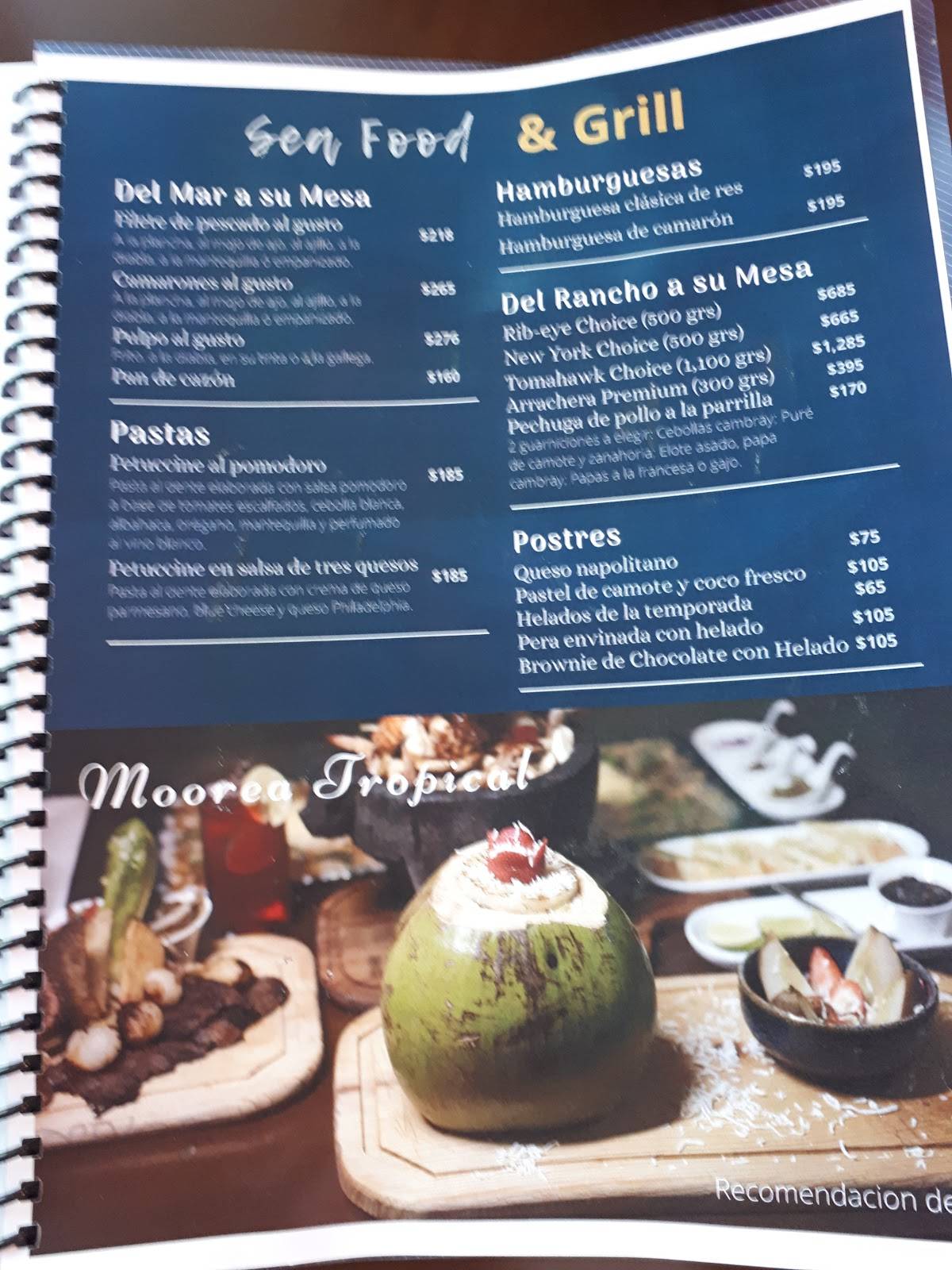 Restaurante Moorea меню