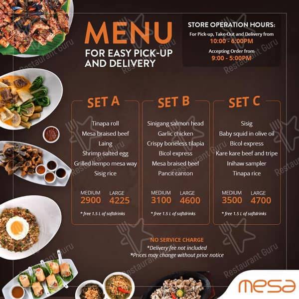 Mesa меню