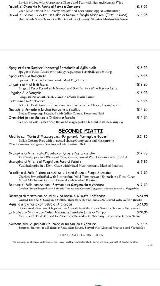 Basilico Ristorante меню