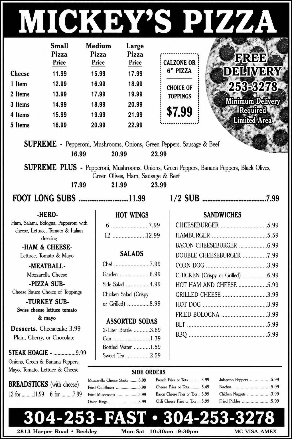 Mickey's Pizza меню