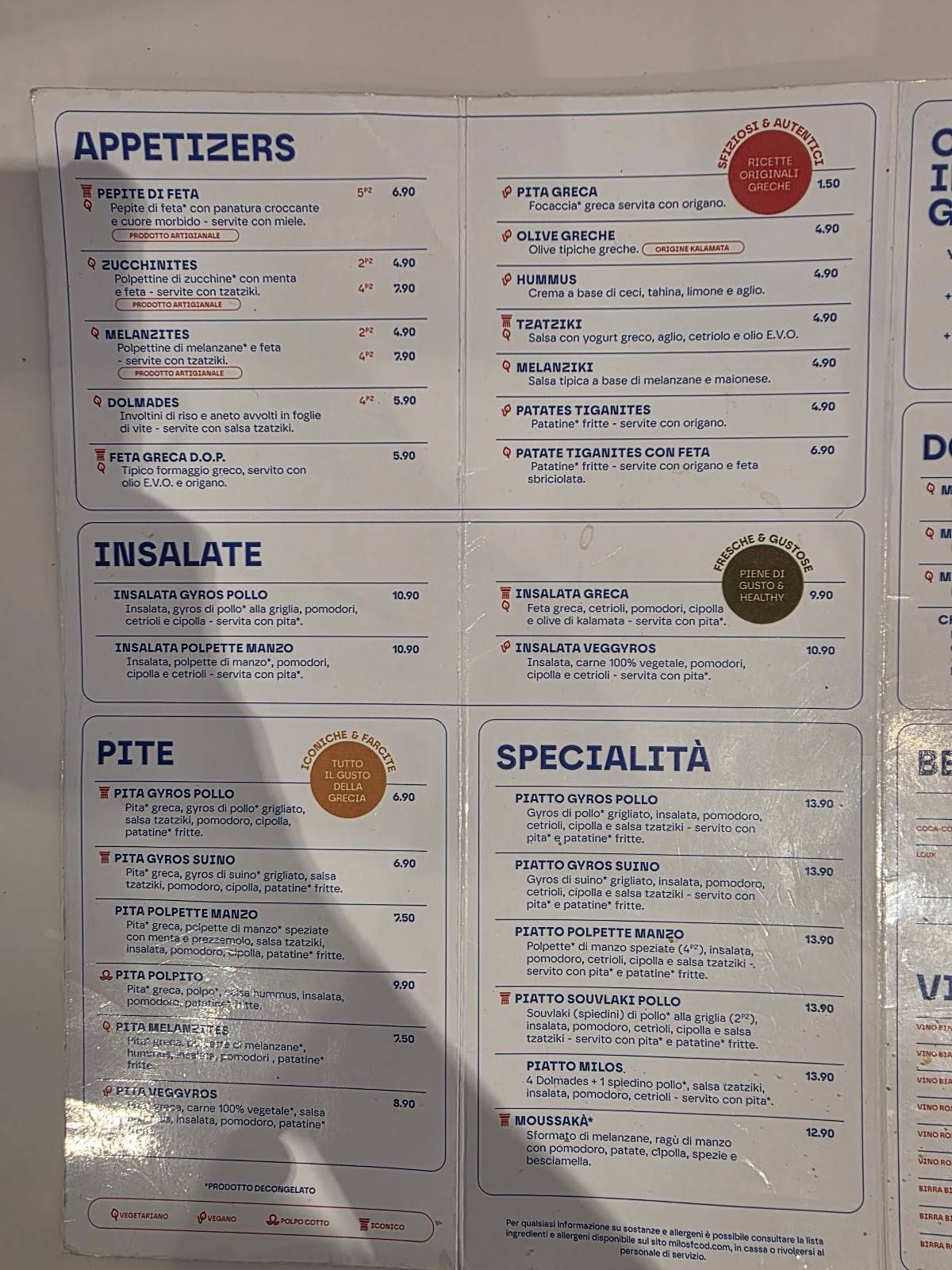 Milos Greek Food - Regina Margherita меню